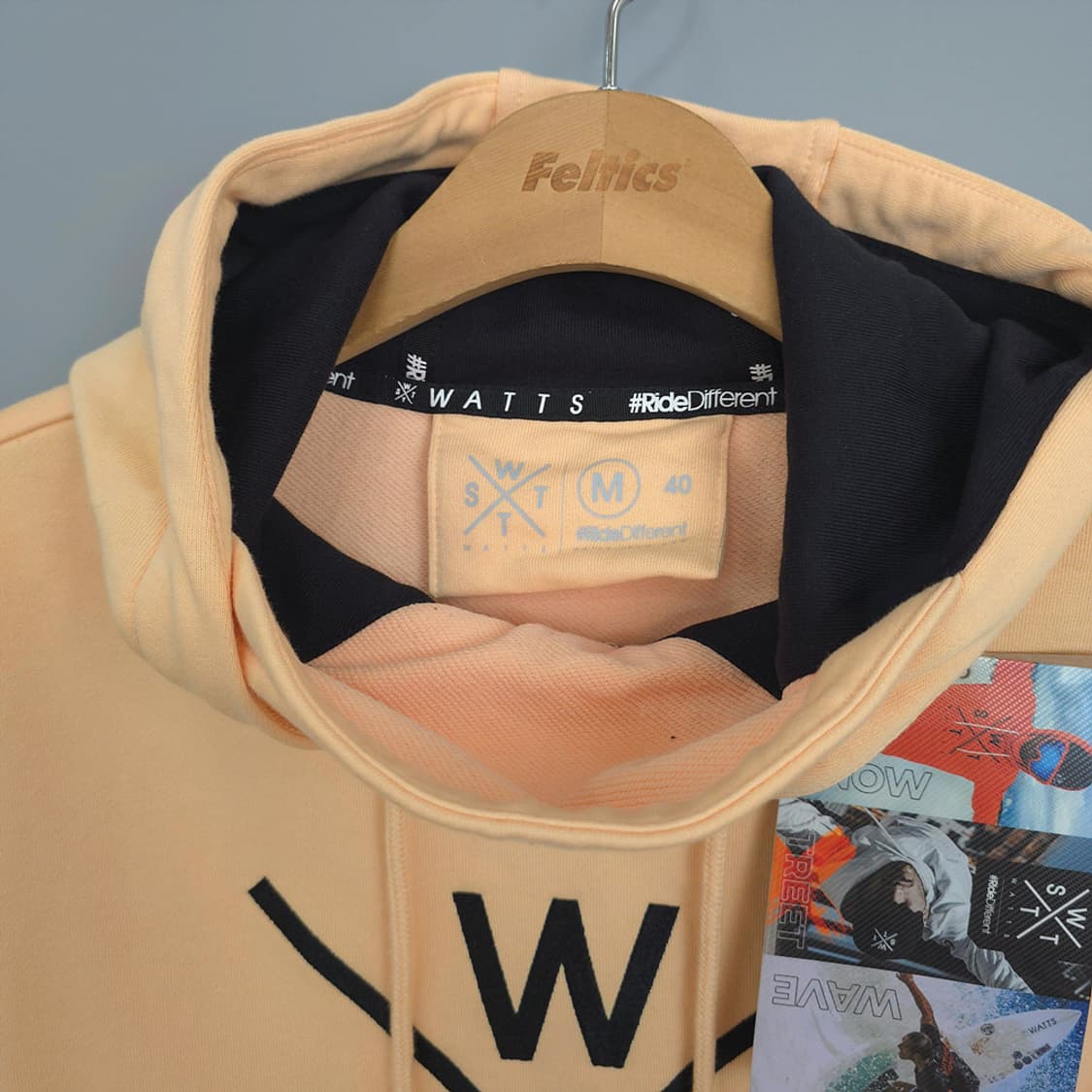 새제품)왓츠 WATTS 피치 컬러 로고 후디 M 상품이미지4