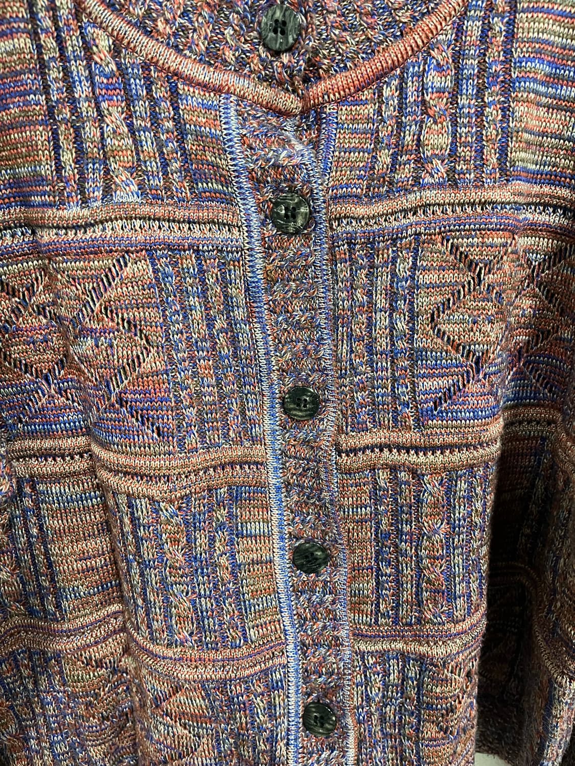 일본 빈티지 모리걸 메이드인 재팬 레나운 패턴 니트 가디건 상품이미지5