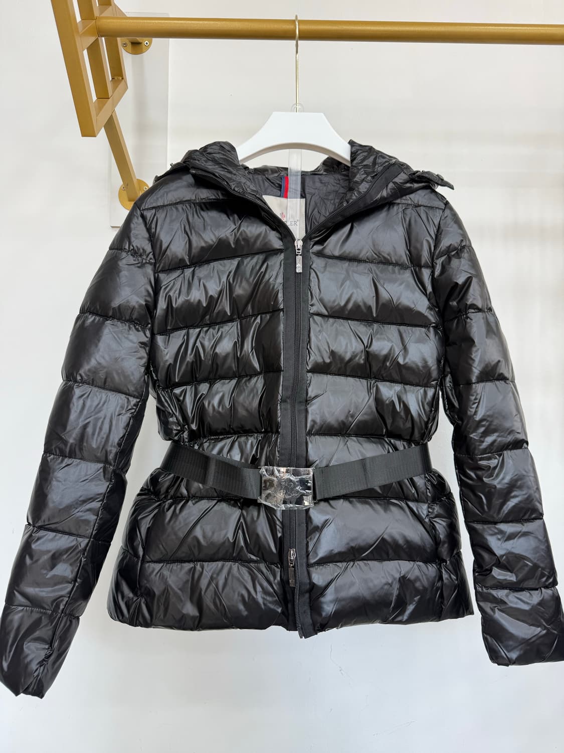 블랙 여성 오리털 패딩 벨티드 자켓 44~66 상품이미지1