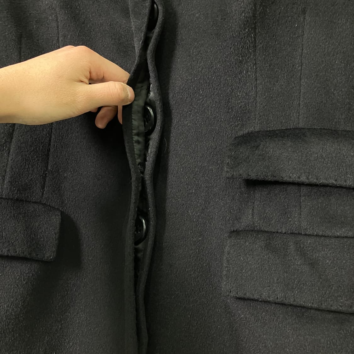 페라가모 블랙 울 알파카 히든 싱글 코트 42 상품이미지6