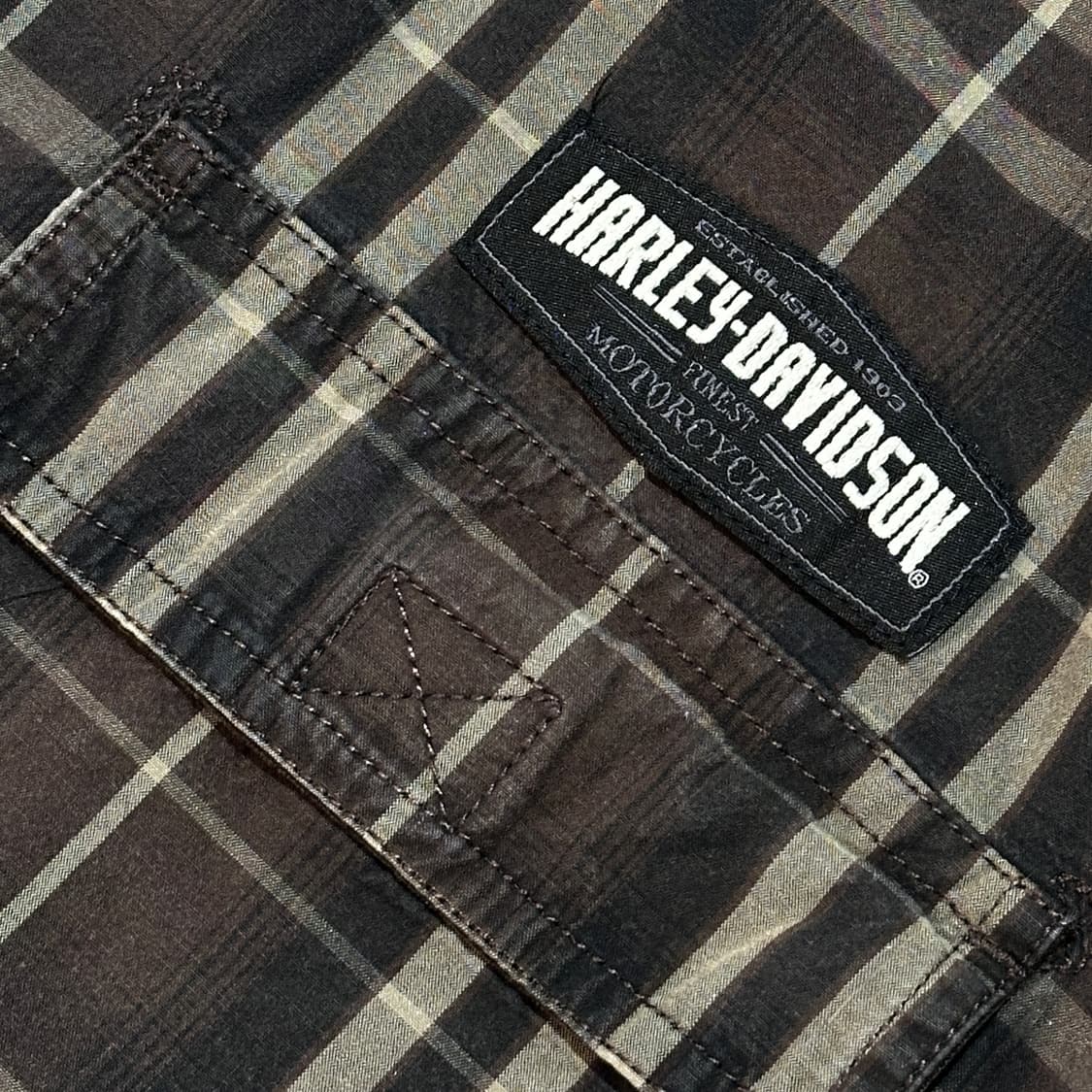 [HARLEY-DAVIDSON] 빈티지 초코 브라운 체크 오버핏 셔츠 상품이미지2