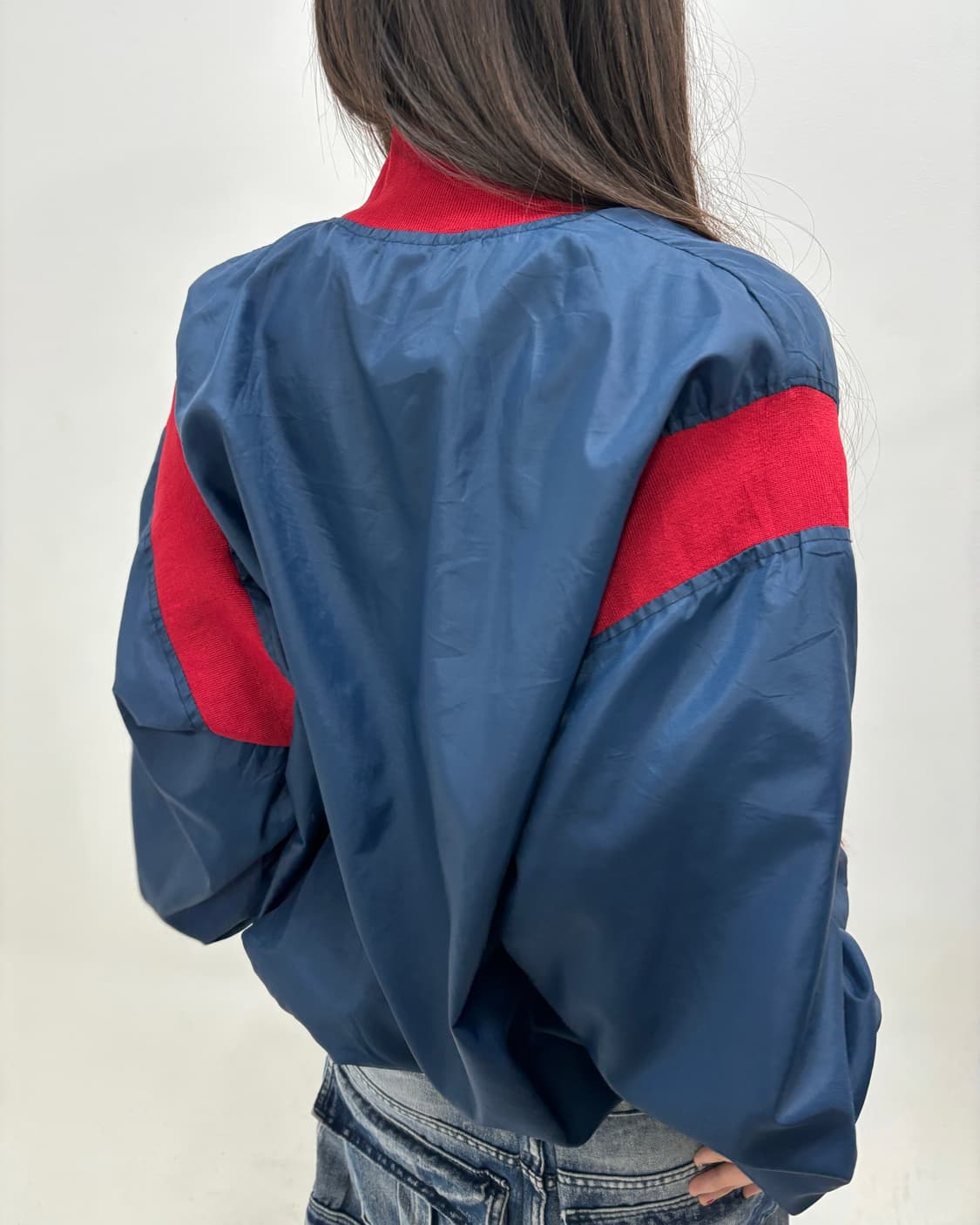 90s 올드스쿨 네이비레드 배색 아노락웜업 상품이미지4