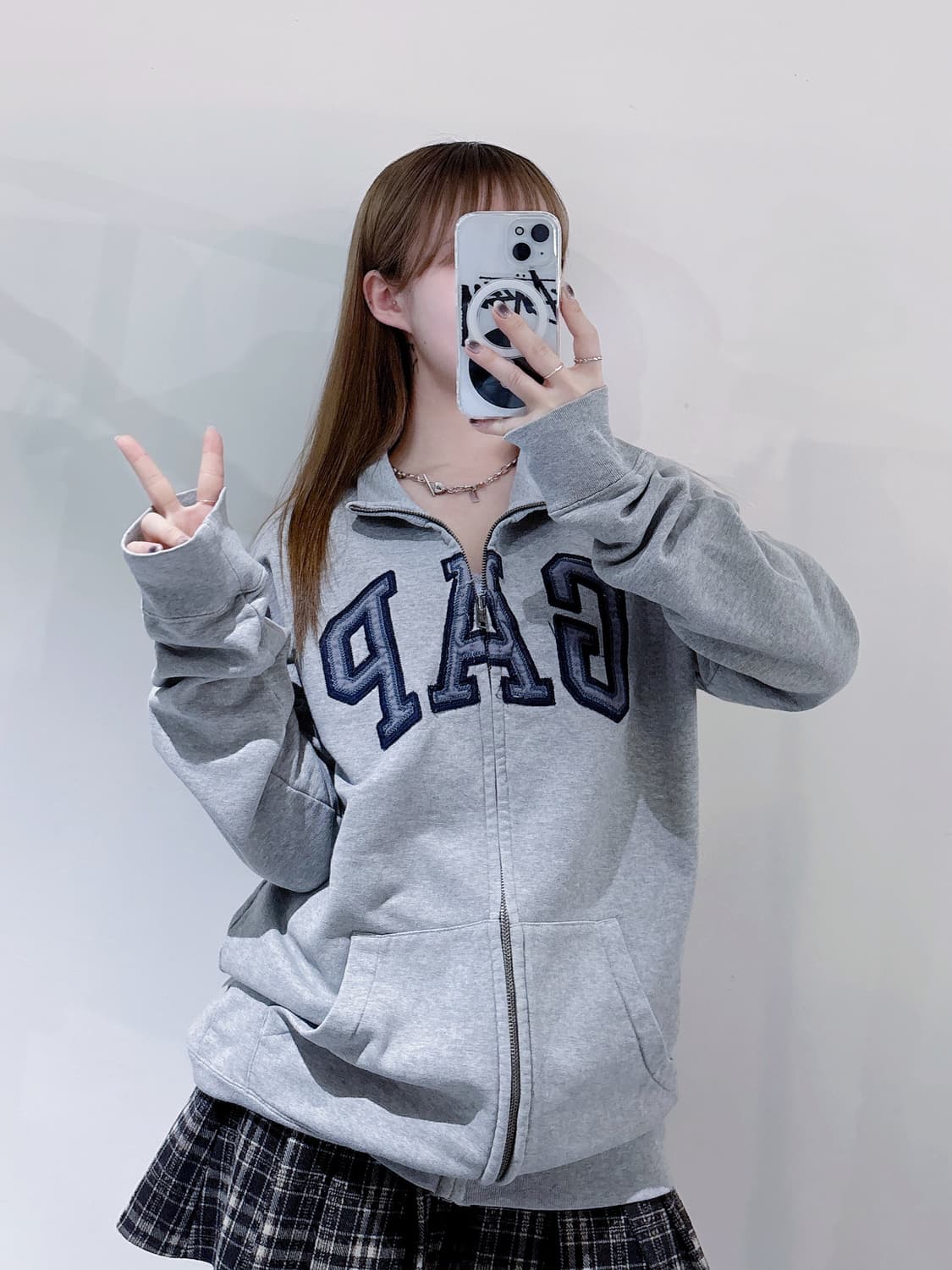 갭 그레이 빅로고 코튼 집업 상품이미지1