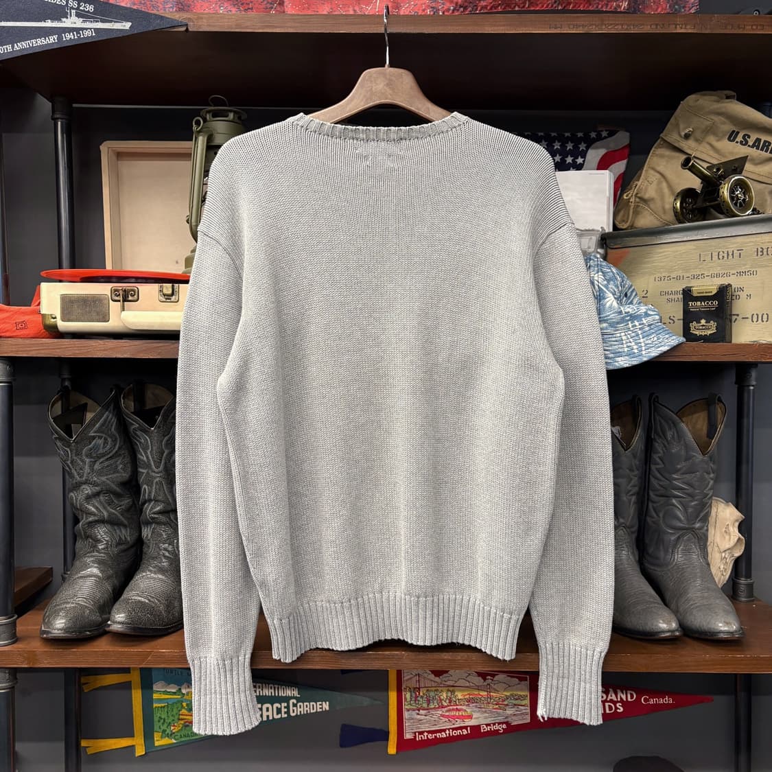 00s 폴로 랄프로렌 플레인 코튼 크루넥 니트 스웨터 그레이 N722 상품이미지2