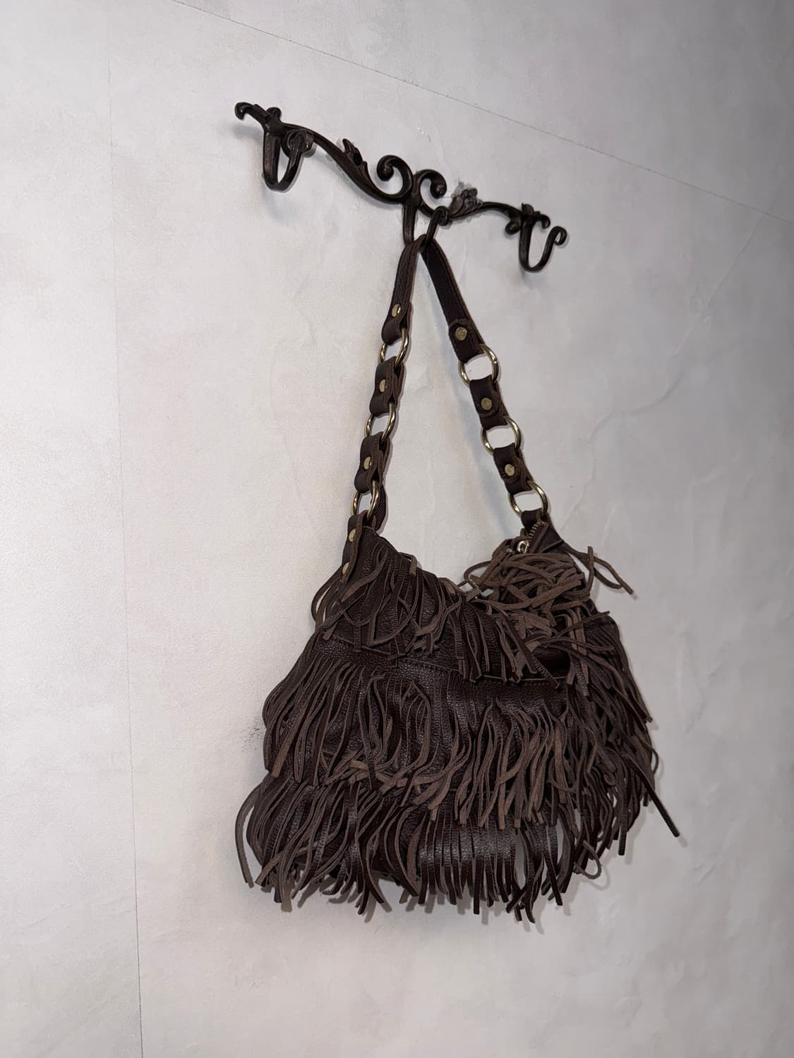 Dark brown western fringe shoulder bag 상품이미지2