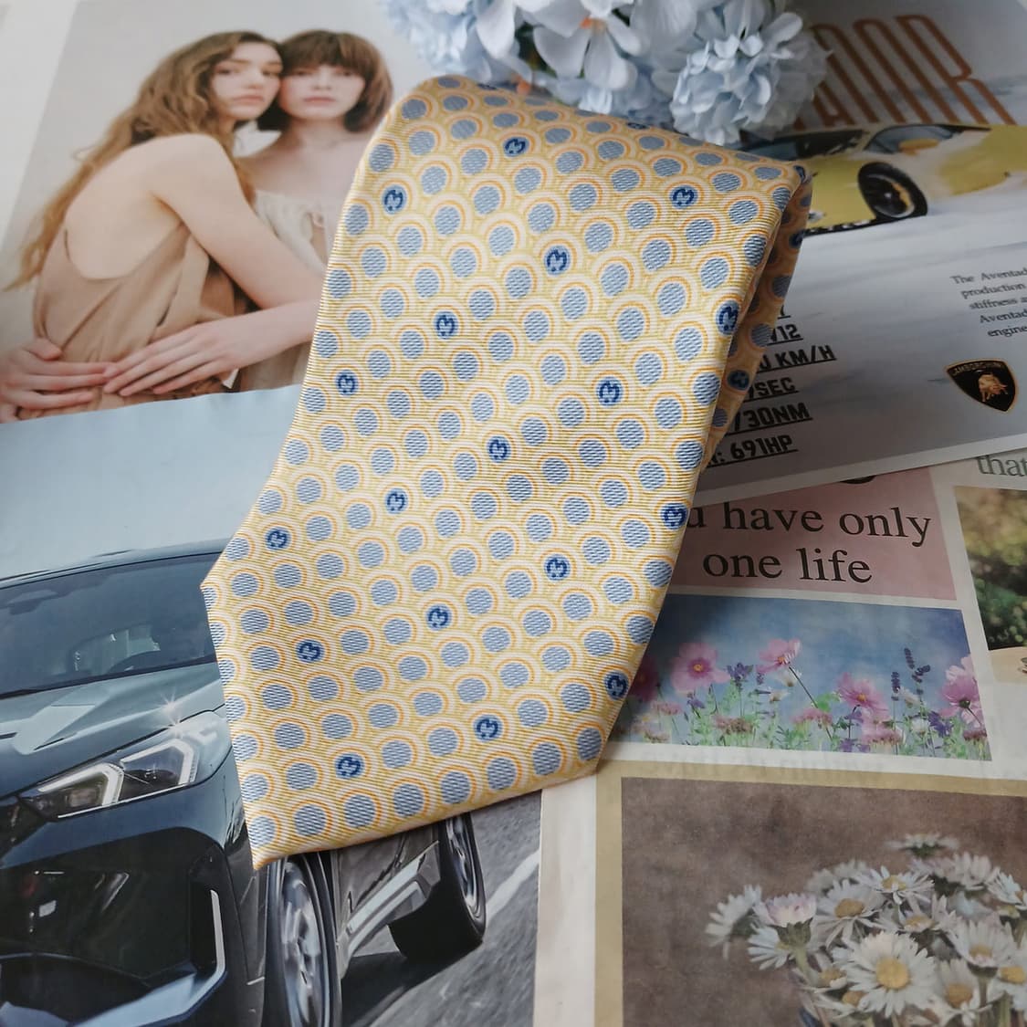 밀라 숀 실크올오버 로고 패턴 넥타이 9.6cm A+등급 a19507 상품이미지2