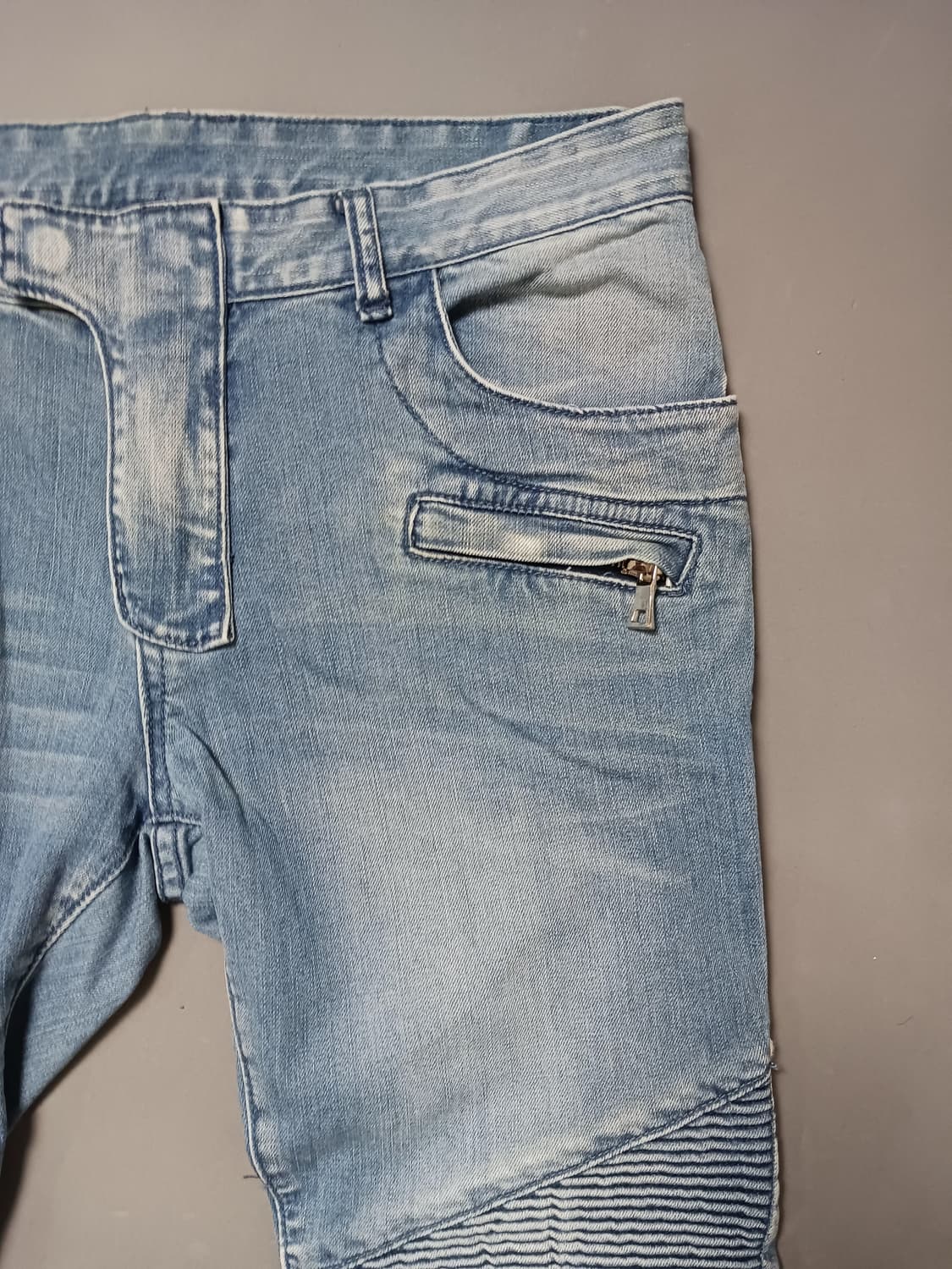 [32] 발망 연청워싱 슬림 바이커진 청바지 상품이미지4