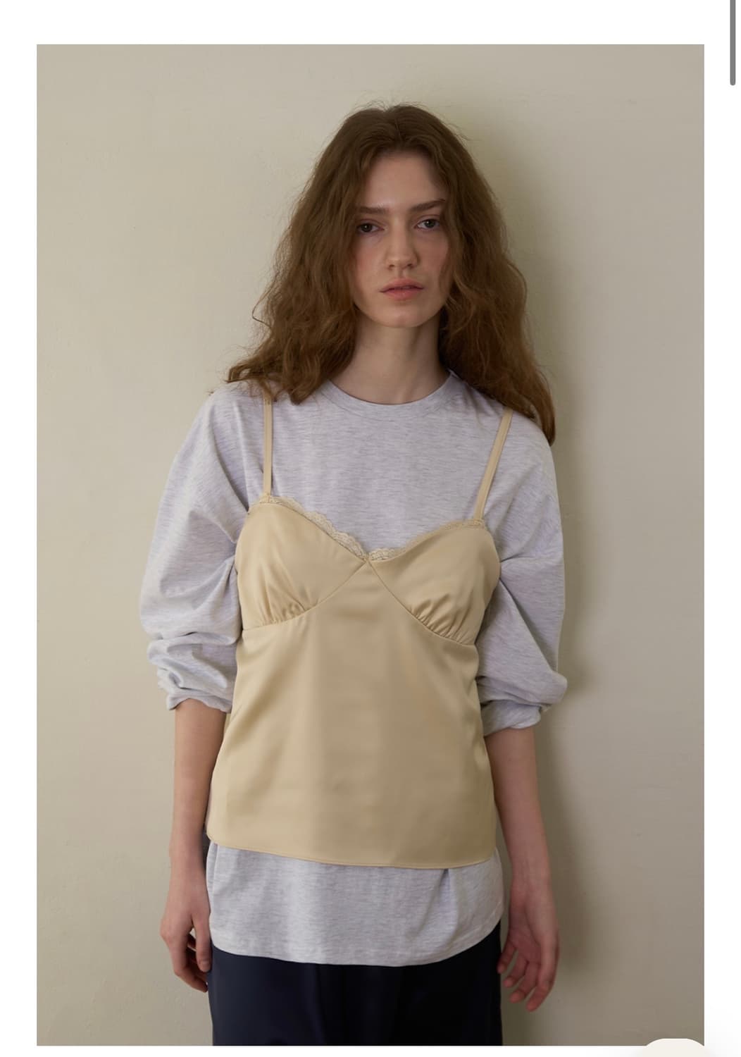 위드아웃썸머 세틴 레이스 탑 버터 상품이미지1