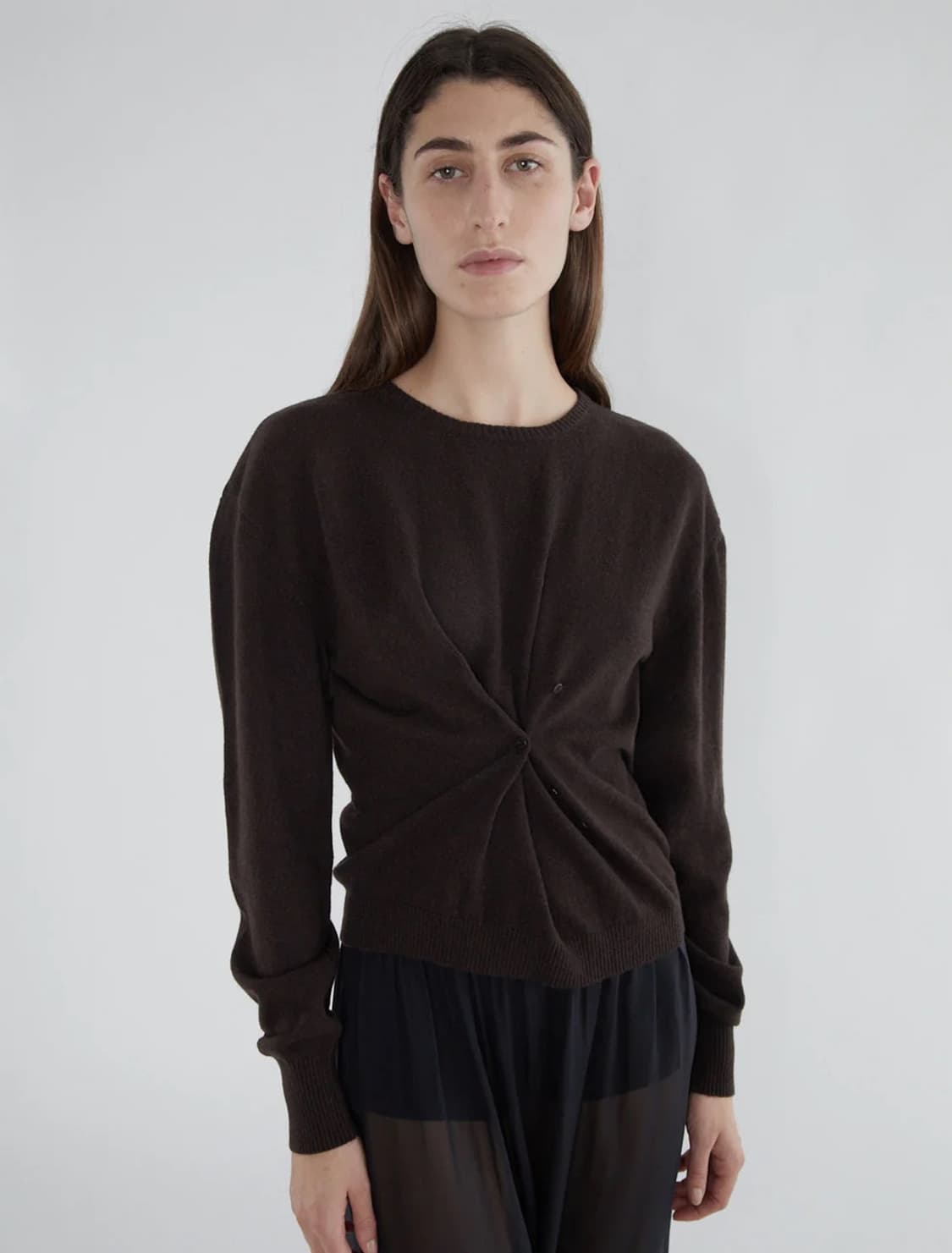 [XS,S,M]팔로마울 Clor 버튼 니트/브라운 상품이미지1