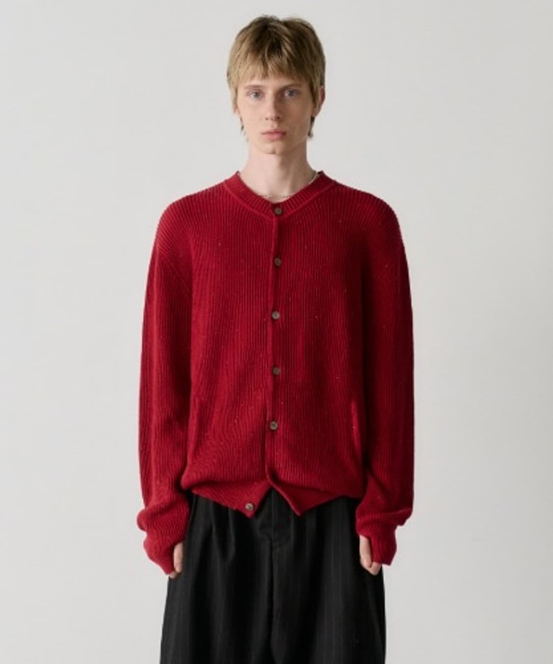 [2] 노운 넵 얀 크루넥 가디건 (레드) 상품이미지1