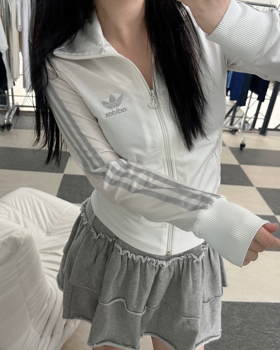 아디다스 화이트/실버 빅로고 파이어버드 트랙탑  상품이미지1