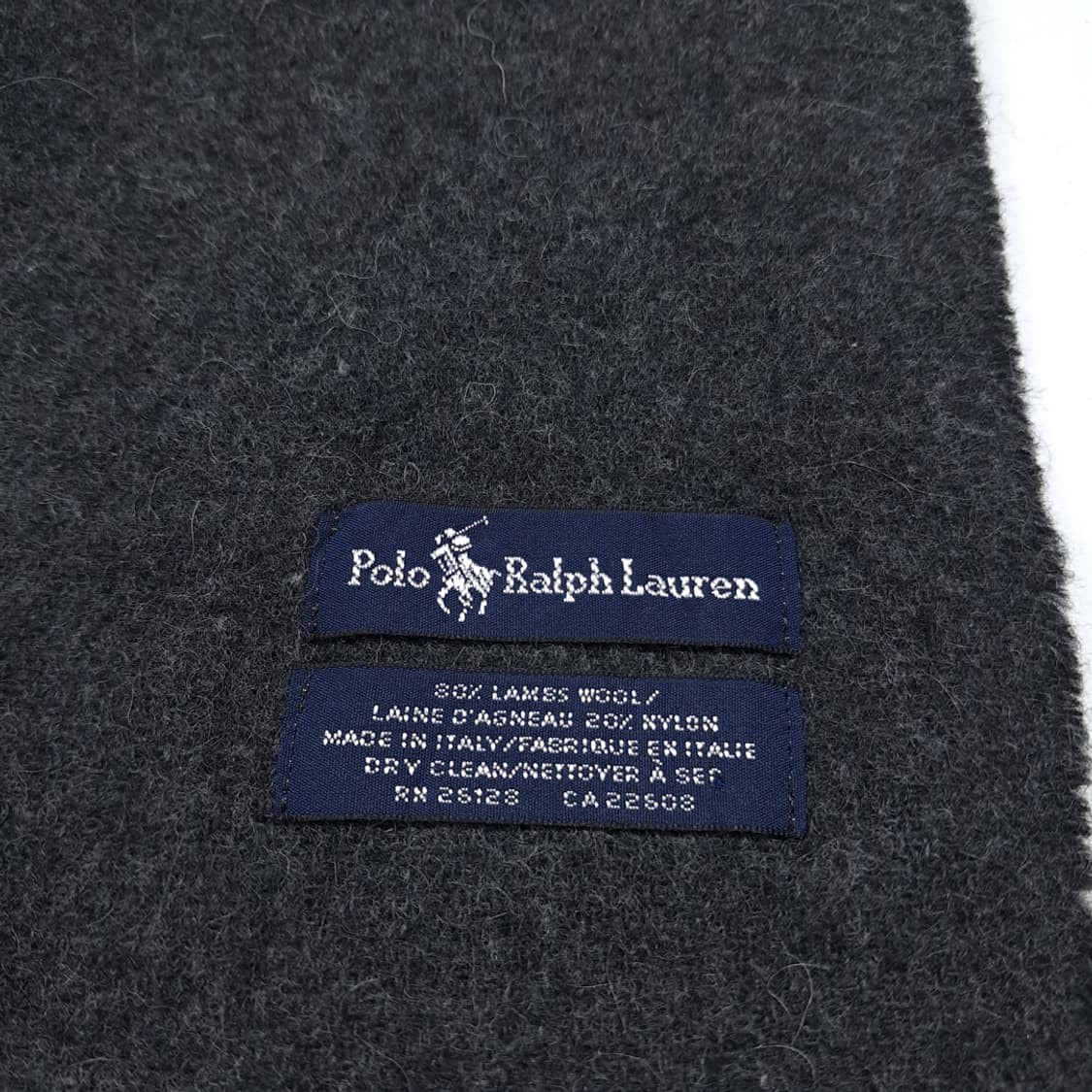 MX563 폴로 90s 이태리판 램스울 양면 블랙차콜 머플러 목도리 상품이미지4