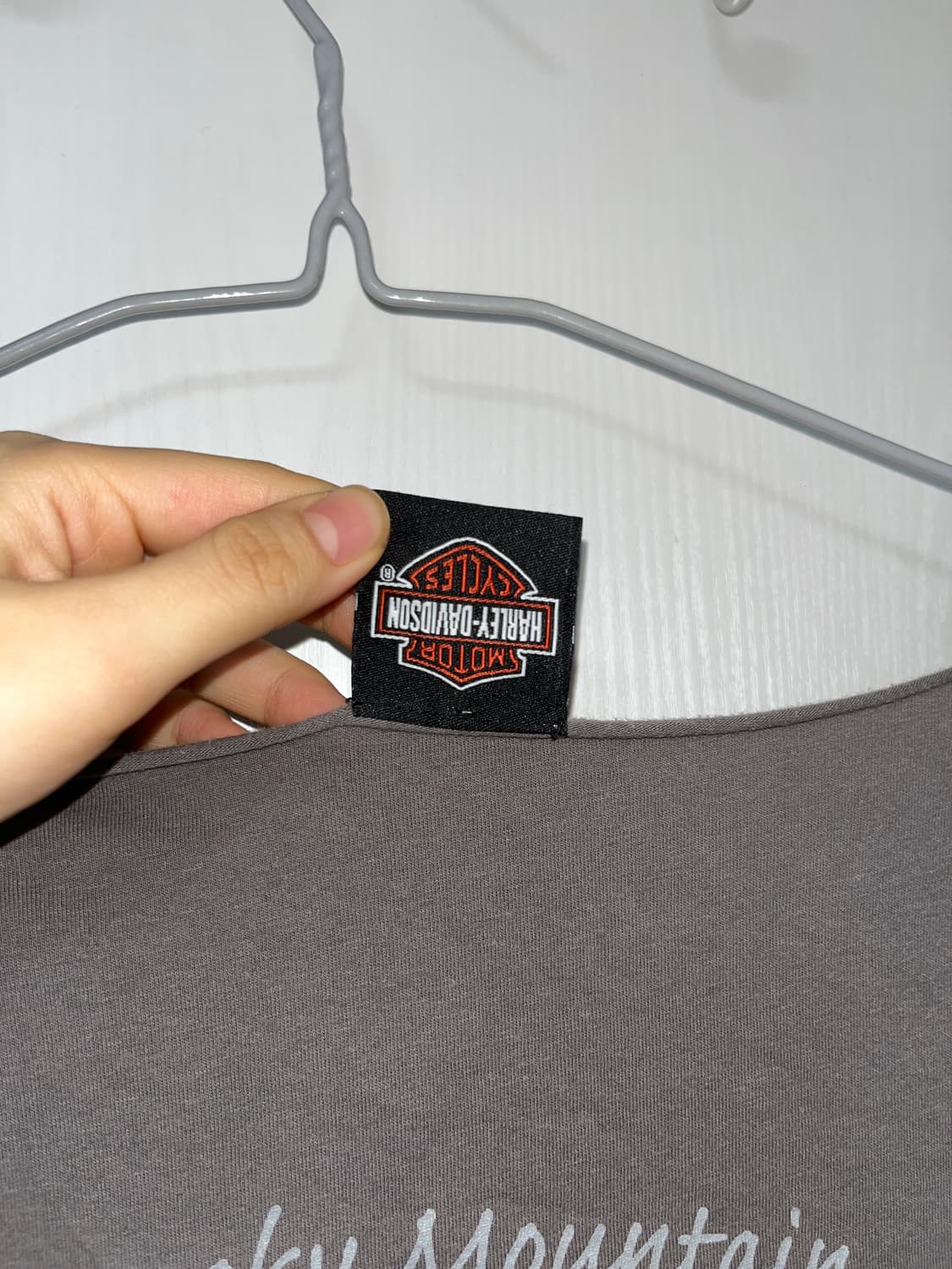 빈티지 할리데이비슨 그레이 오프숄더 티셔츠 상품이미지4