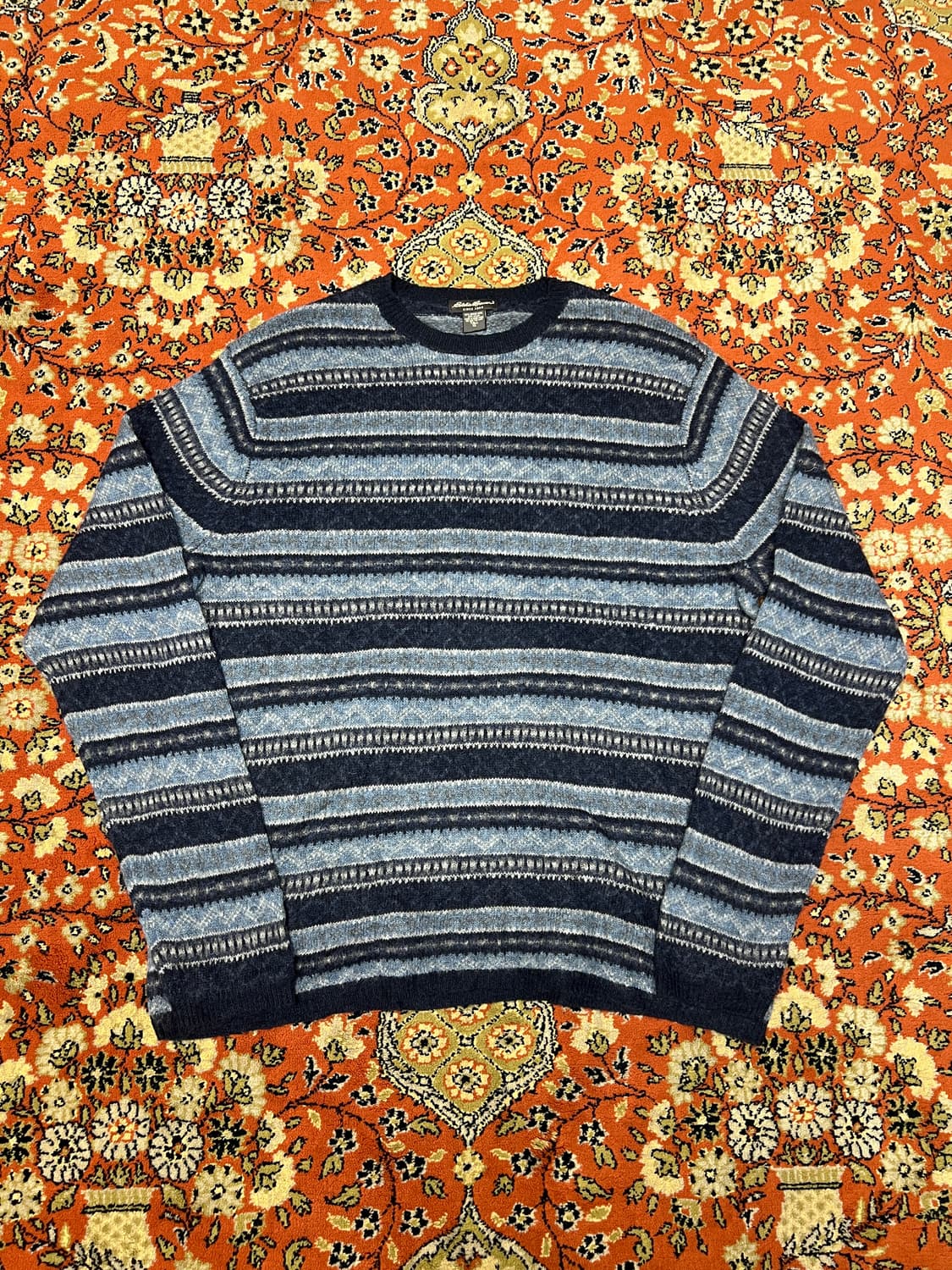 [XL] 에디바우어 패턴 니트 네이비 상품이미지1