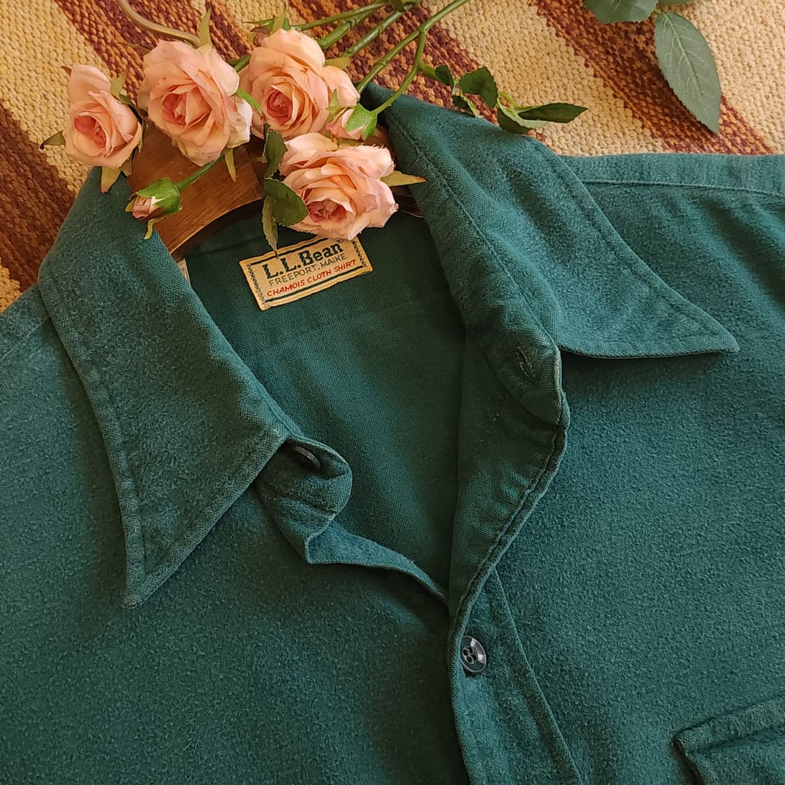 90s 엘엘빈 헤비코튼 투포켓 워크셔츠 샤모아 민트 L 상품이미지6