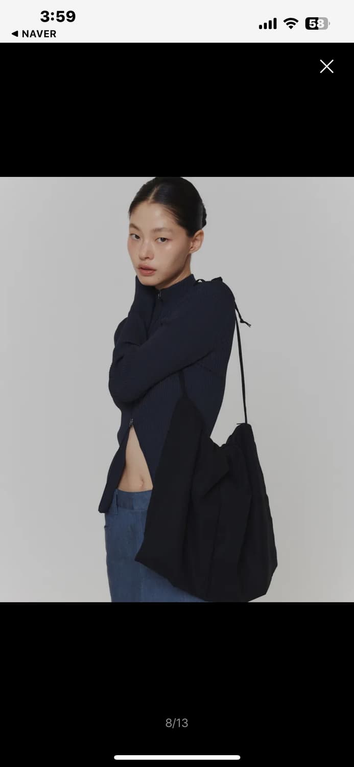 아모멘토 Ribbed mockneck cardigan(dark navy) 상품이미지5