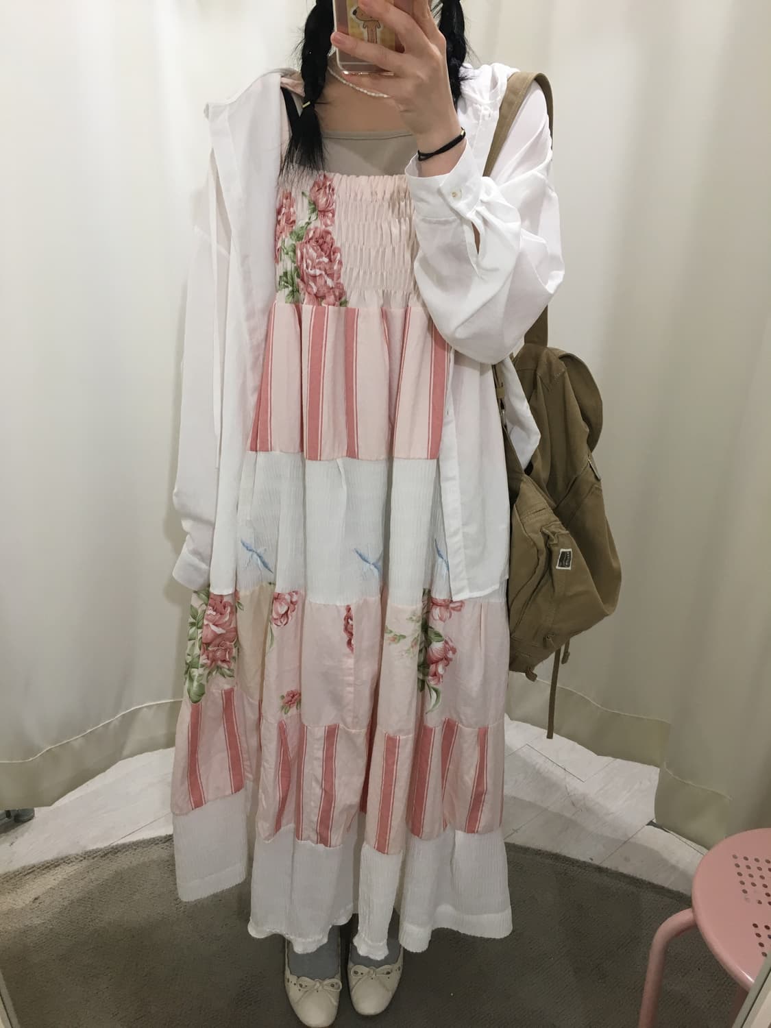 핑크 패치 끈원피스  상품이미지2
