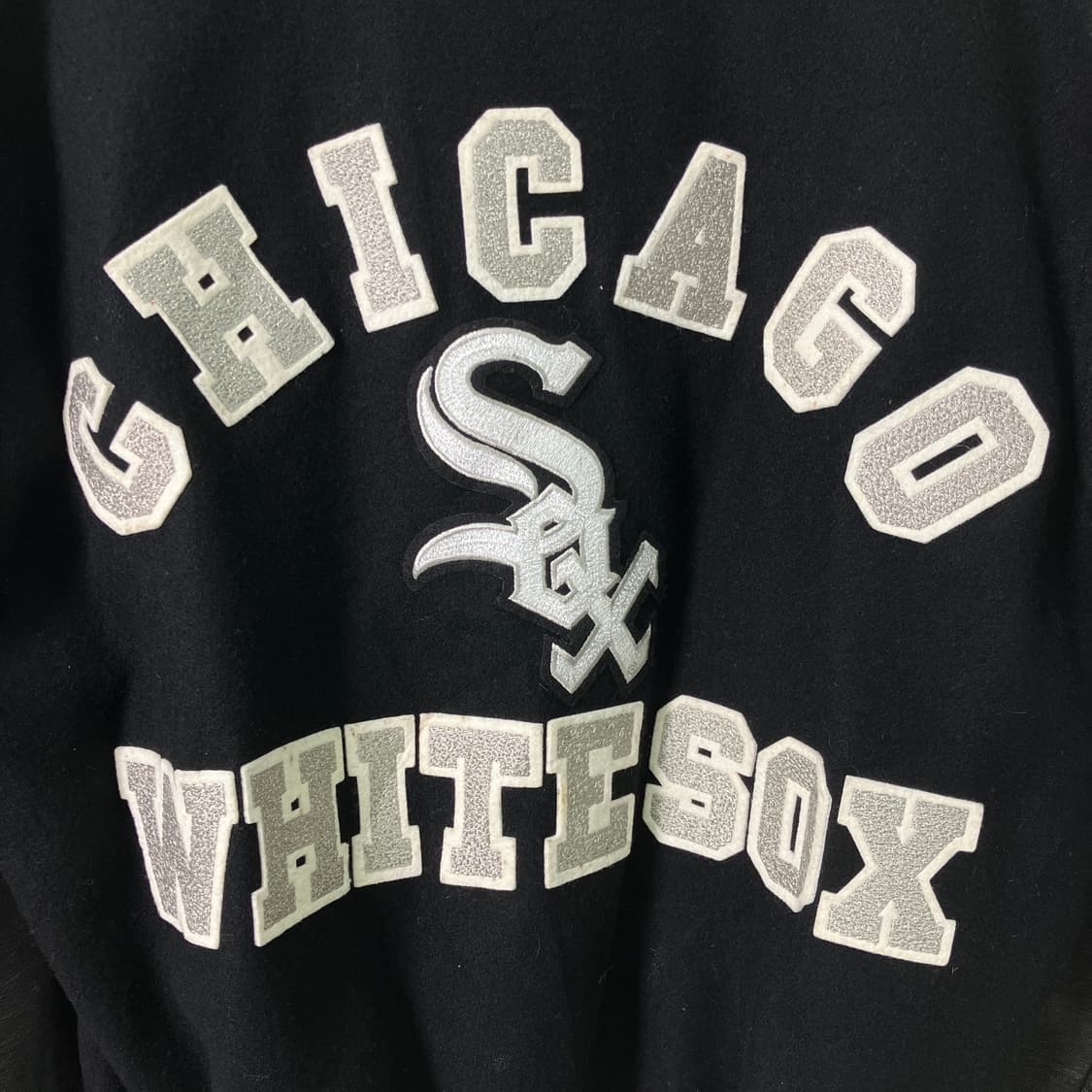 90's Chalk Line 시카고 화이트 삭스 울 레더 바시티 자켓 상품이미지6