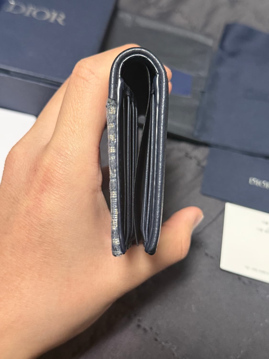 디올 오블리크 자카드 새들 오거나이저 카드지갑 블루 상품이미지8