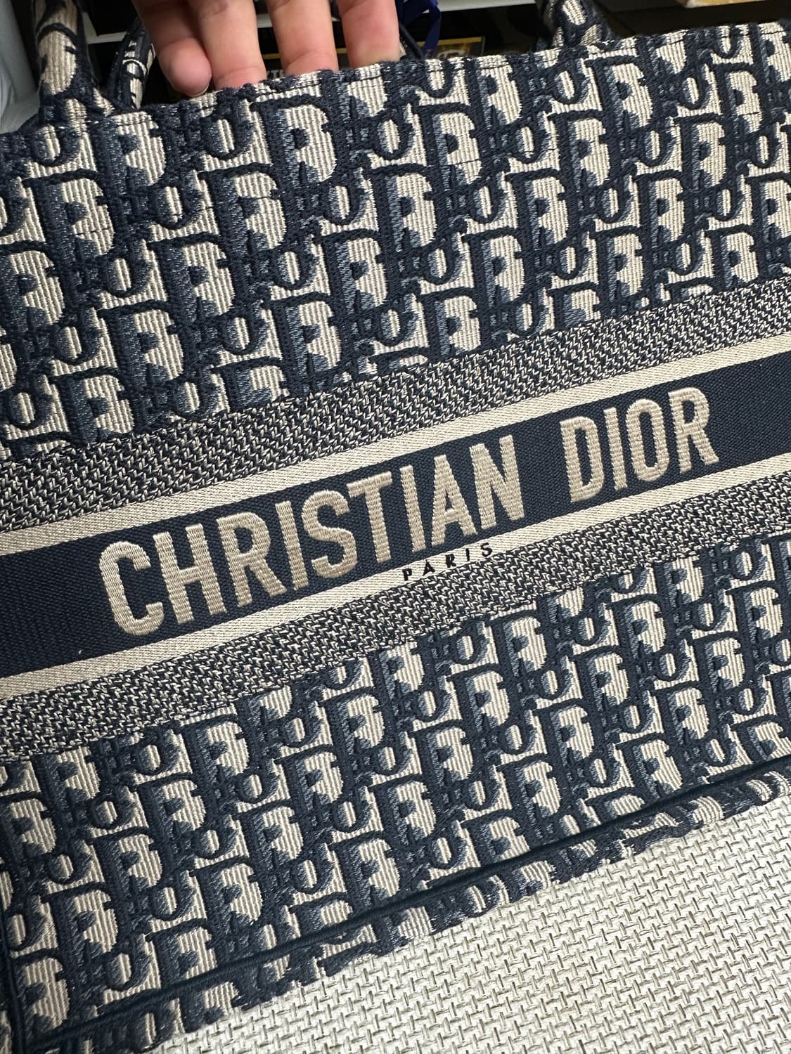 [미디움/새상품급] 디올 오블리크 네이비 토트백 감정서보유 상품이미지3