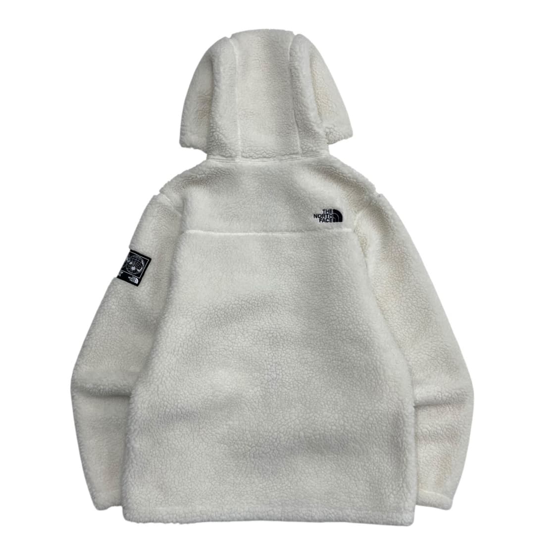 노스페이스 블랙로고 화이트 뽀글이 후드집업 100 상품이미지5