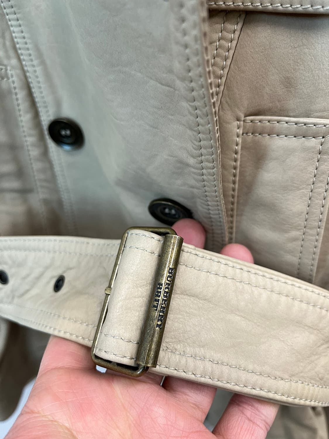 여) 버버리 카프스킨 숏 트렌치자켓 상품이미지3