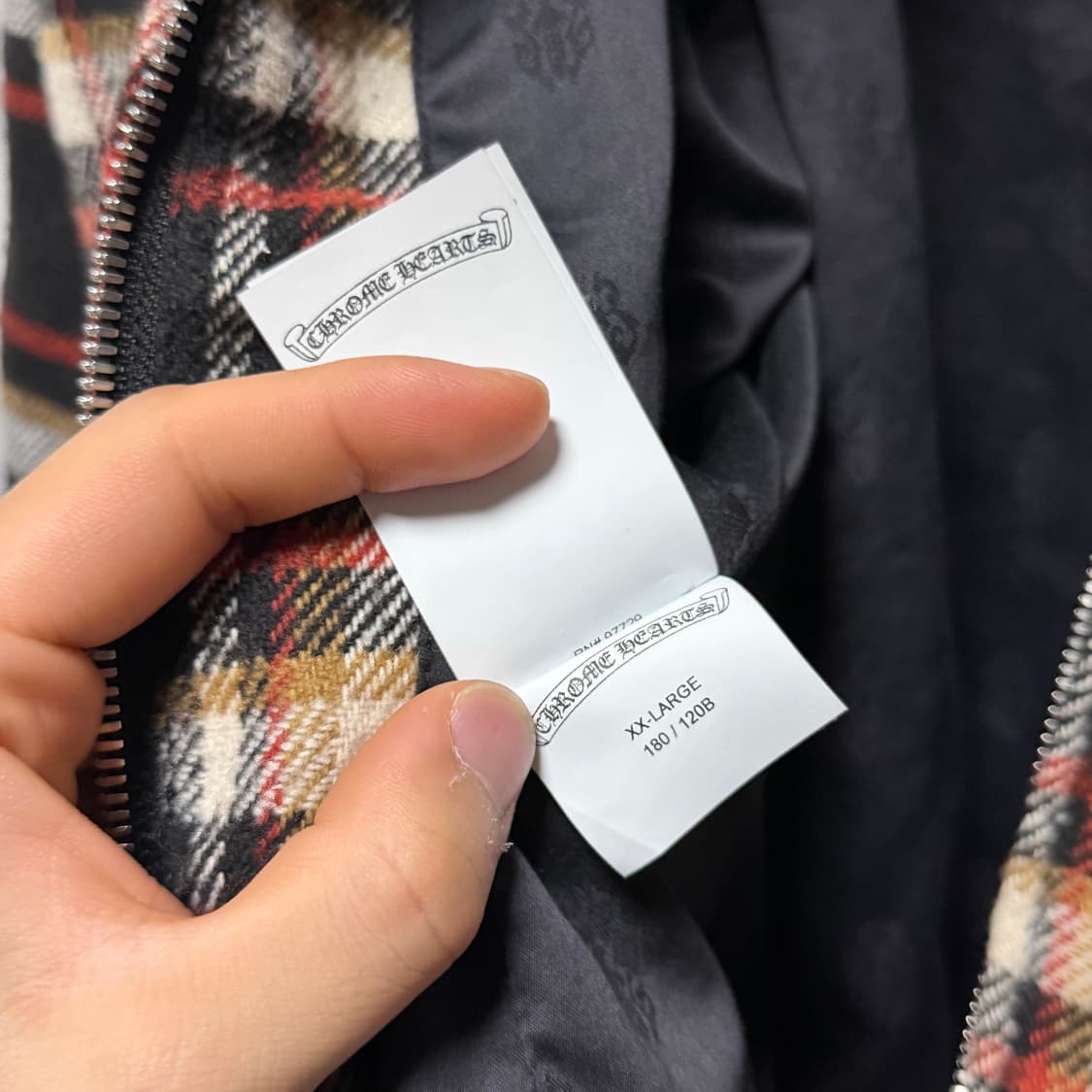 [S+급/2XL] 크롬하츠 체크 무늬 플란넬 퍼 카라 집업 자켓 상품이미지7