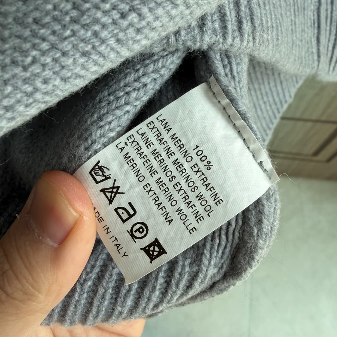 새상품(XS)메종키츠네 빅 폭스헤드 자카드 니트 그레이 상품이미지4