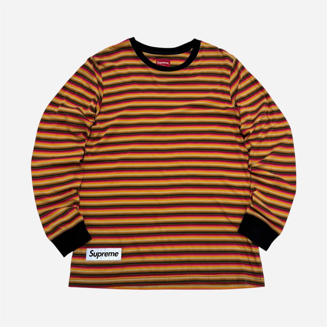 17ss 슈프림 멀티 스트라이프 리플렉티브 패치 롱슬리브 티셔츠 상품이미지1