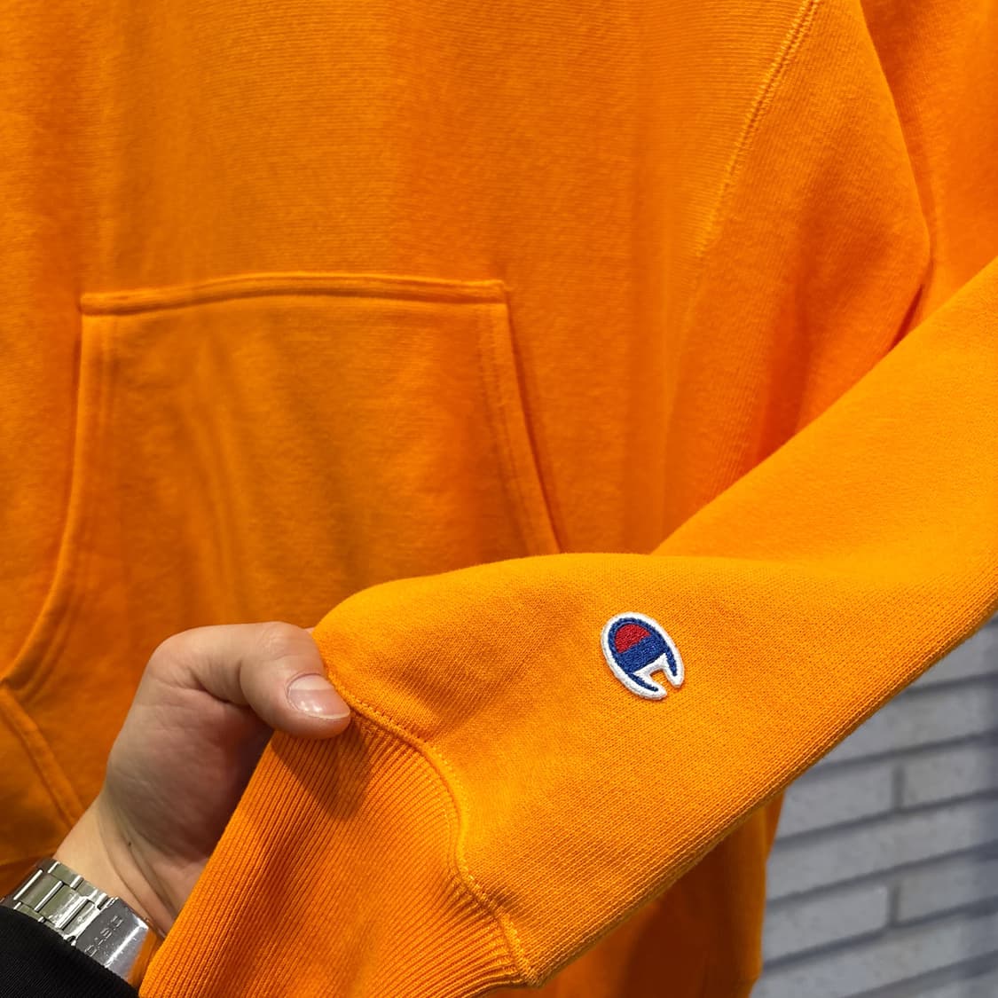 챔피온 리버스위브 헤비스웻 후드티 스몰로고 디테일 데드스탁 오렌지 상품이미지7