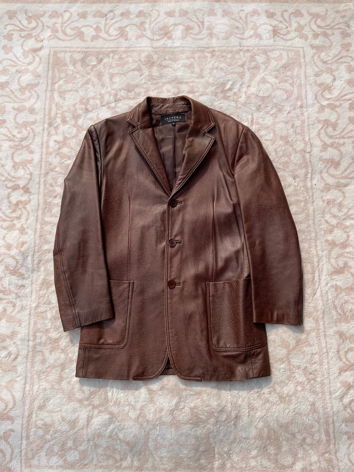 빈티지 브라운 램스킨 쓰리버튼 블레이져 상품이미지1