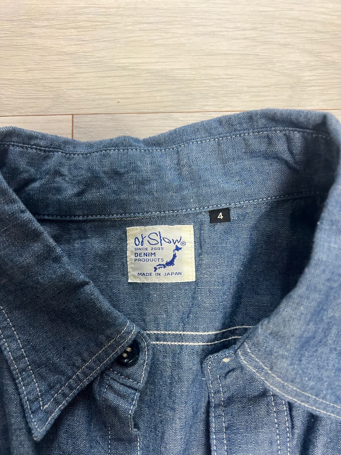 오어슬로우 빈티지핏 샴브레이 워크셔츠 반팔 4사이즈 상품이미지2