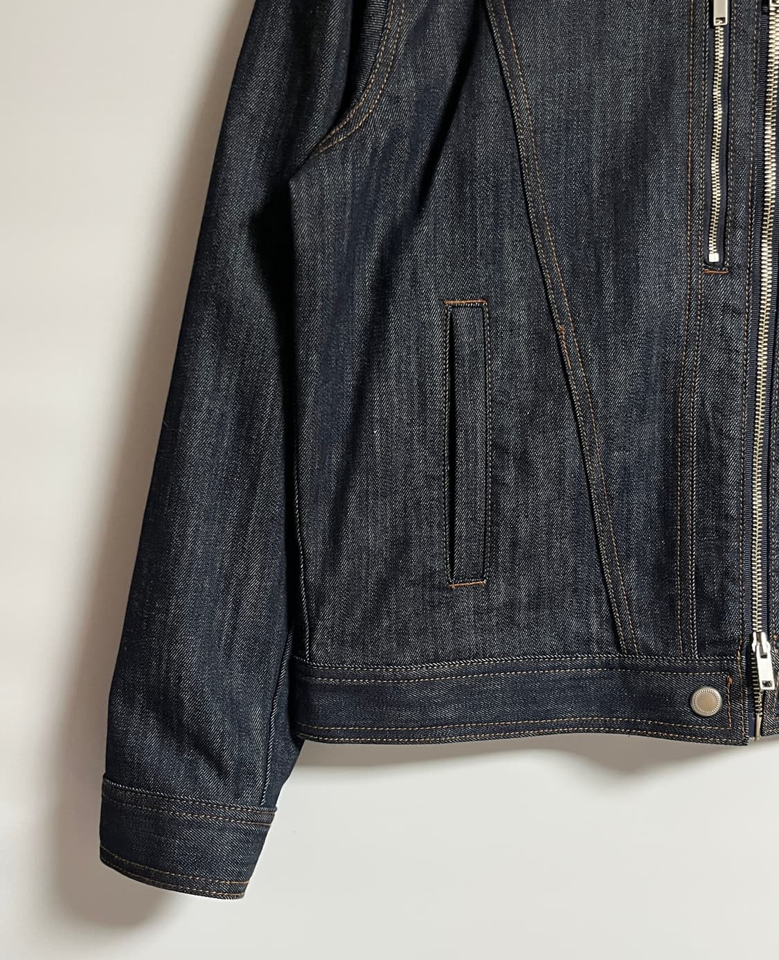 공용 피스워커 흑청 크롭 바이커 데님 자켓 점퍼 L 상품이미지3