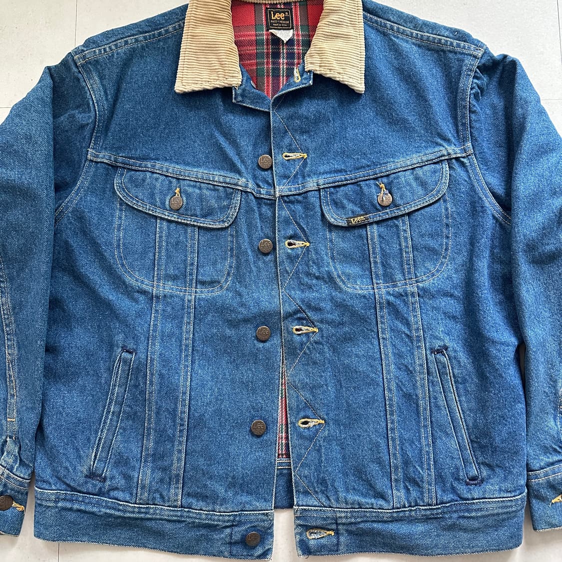 70s 리 체크안감 트러커 데님자켓 MADE IN USA 상품이미지2