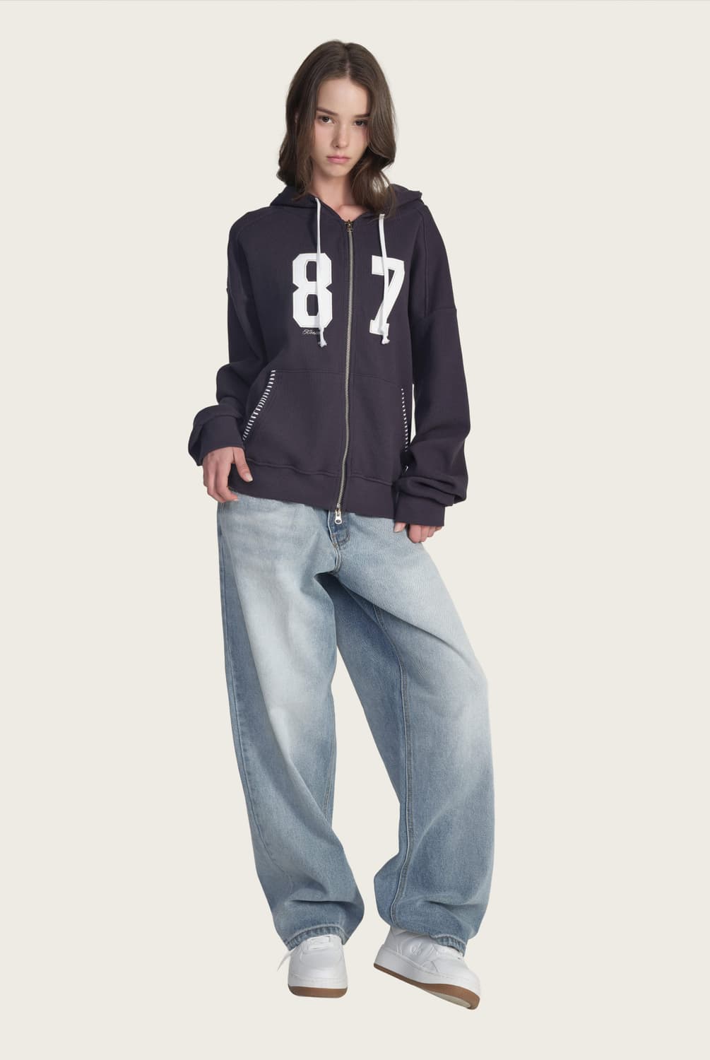 클리시어 87 와플 후드집업 네이비 상품이미지1