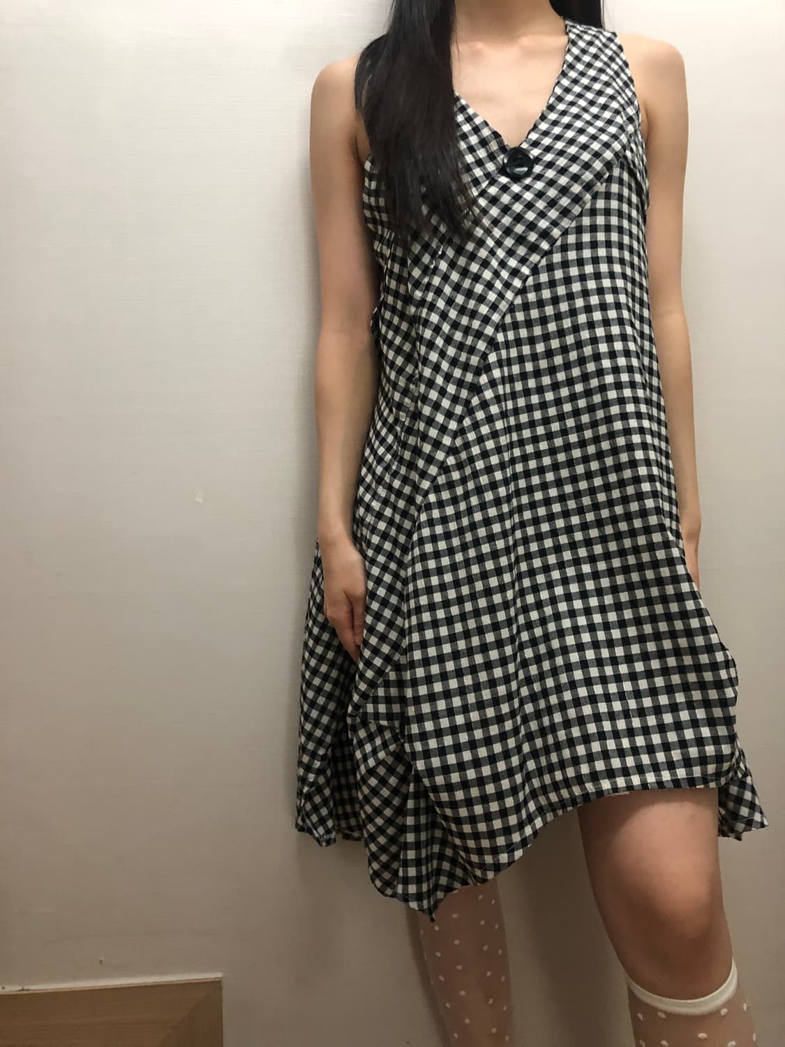 빈티지 블랙 체크 원피스 상품이미지3