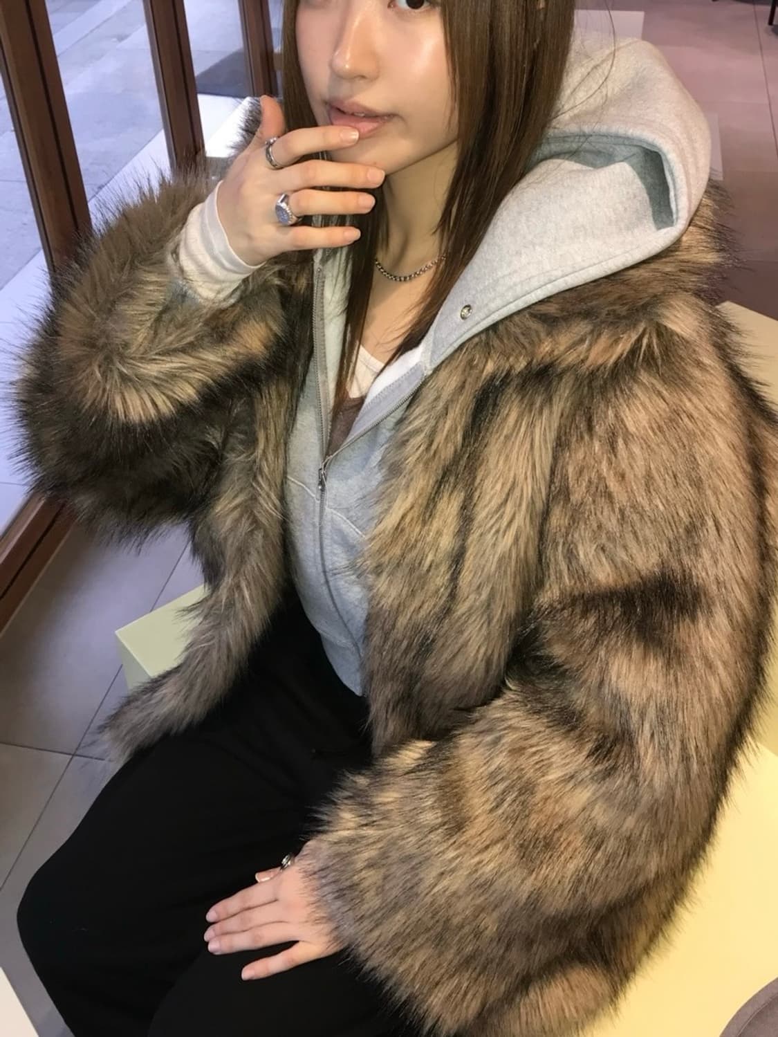 퍼 자켓 fur jacket brown 상품이미지2
