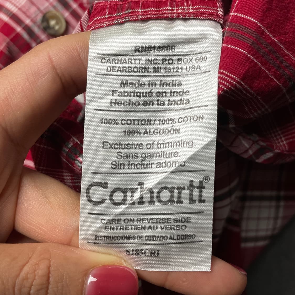 CARHARTT 칼하트 레드 체크 다운버튼 반팔 워크 셔츠 A00987 상품이미지10