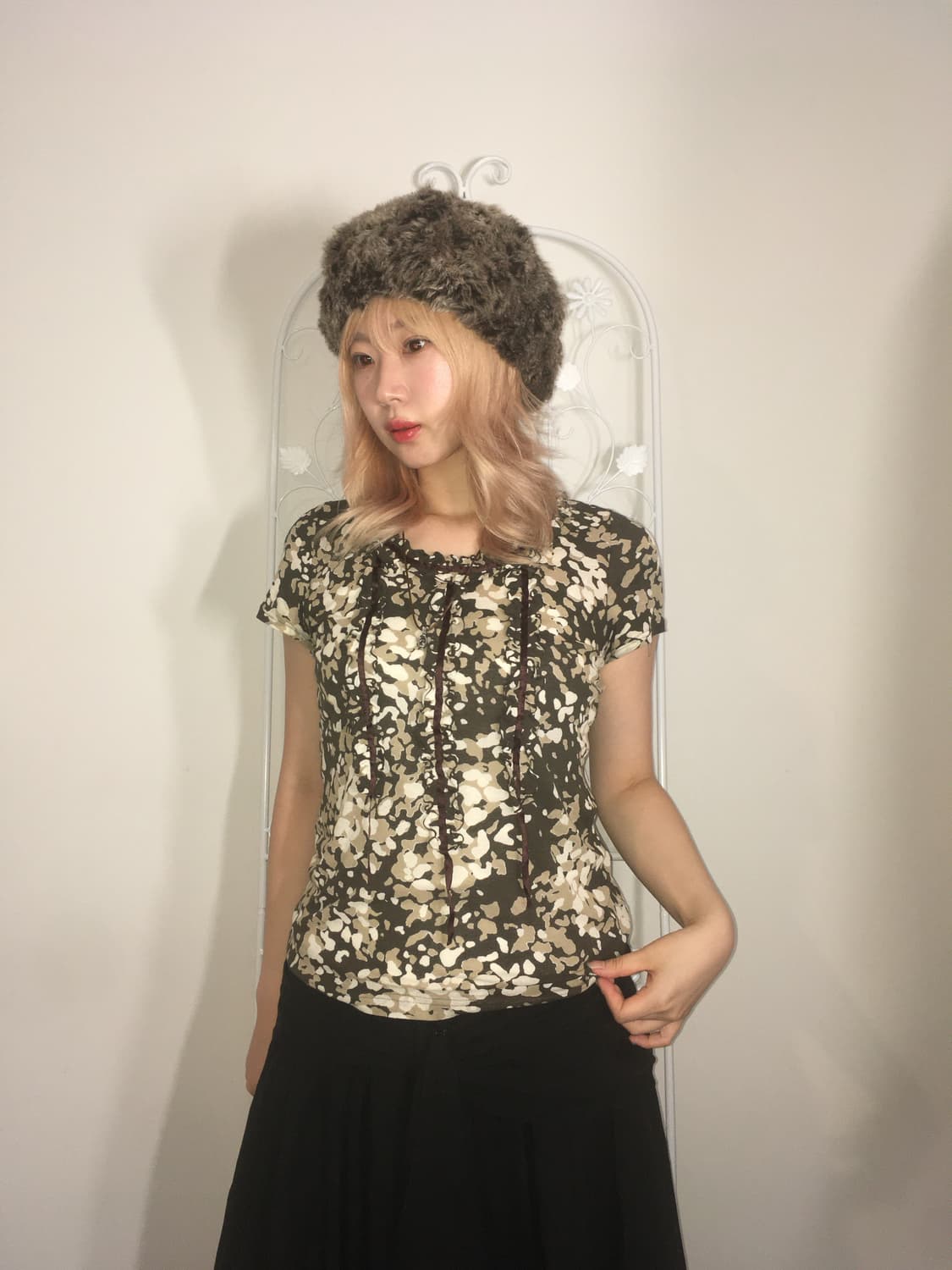 jpn vintage unique pattern frill blouse 상품이미지3