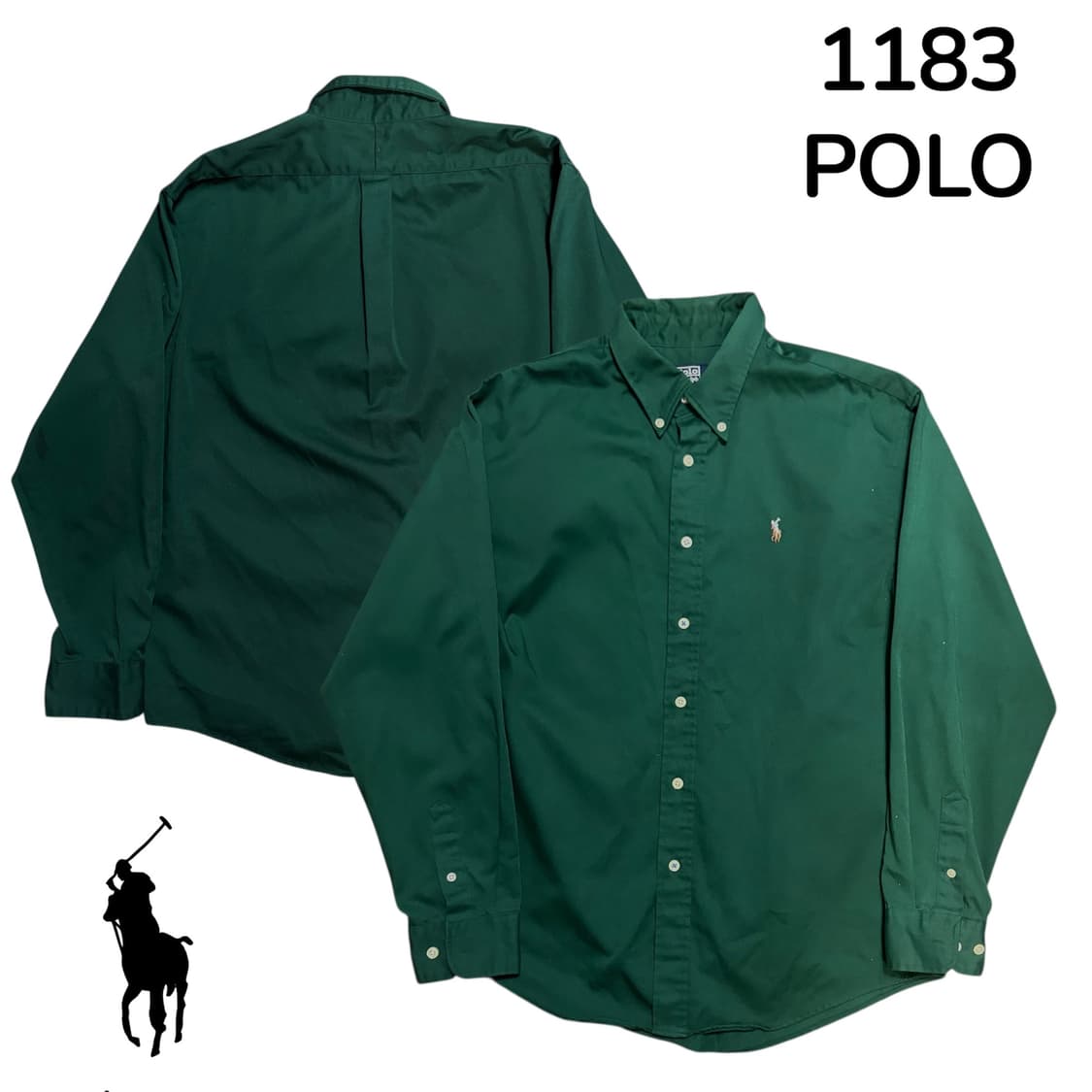 폴로 솔리드 단색 그린 오버핏 셔츠 L 상품이미지1