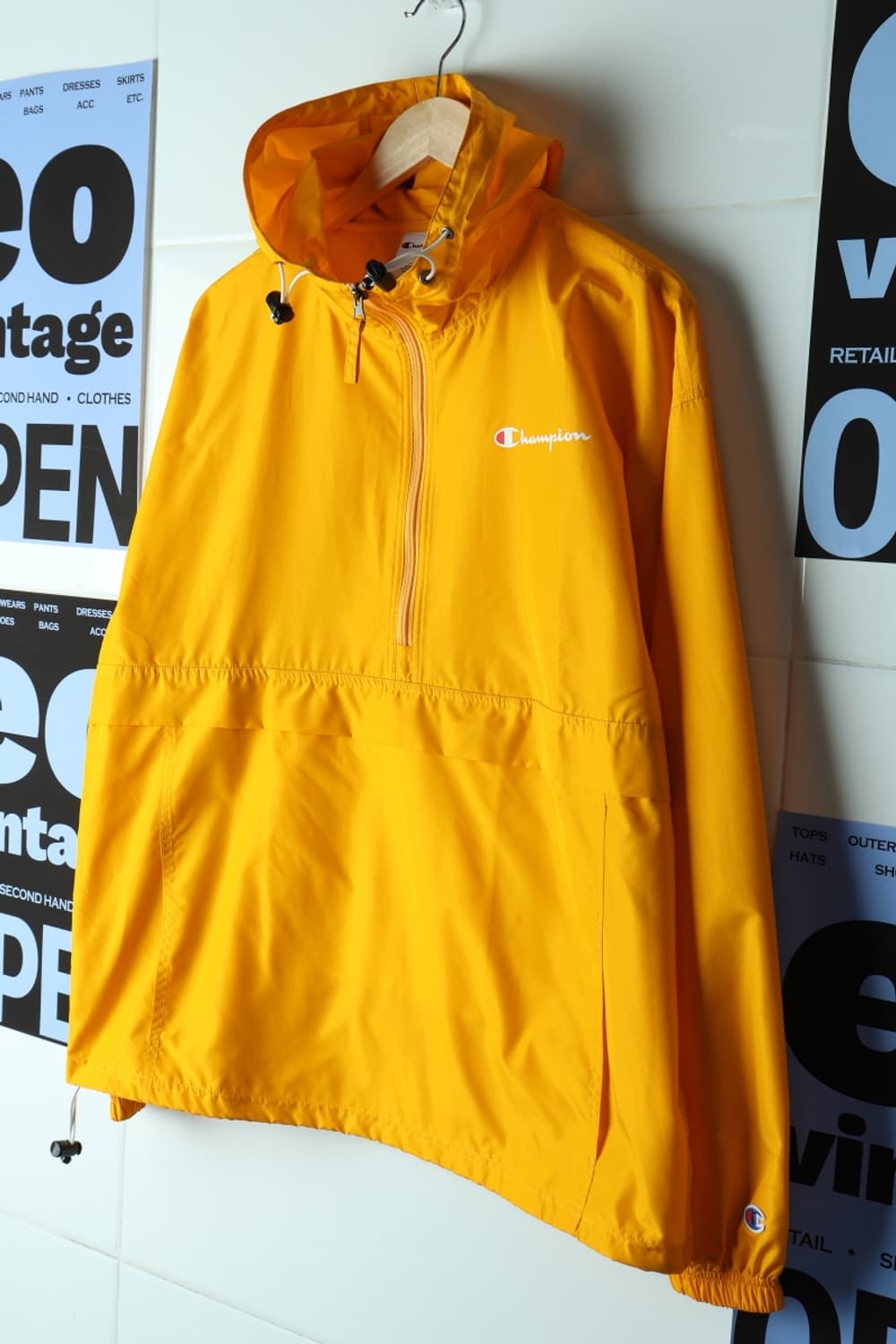 (XL-2XL) 챔피온 집업 바람막이 점퍼자켓 아노락 노랑-H32693 상품이미지1