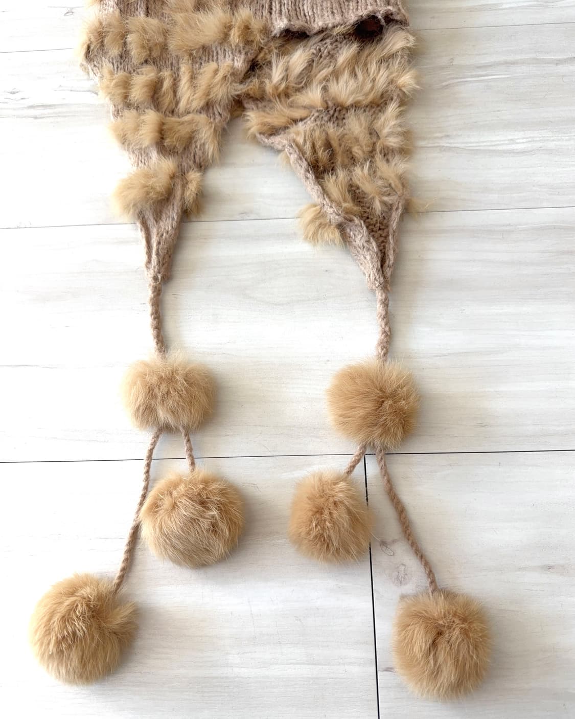 Fairy beige rabbit fur point beanie 상품이미지3