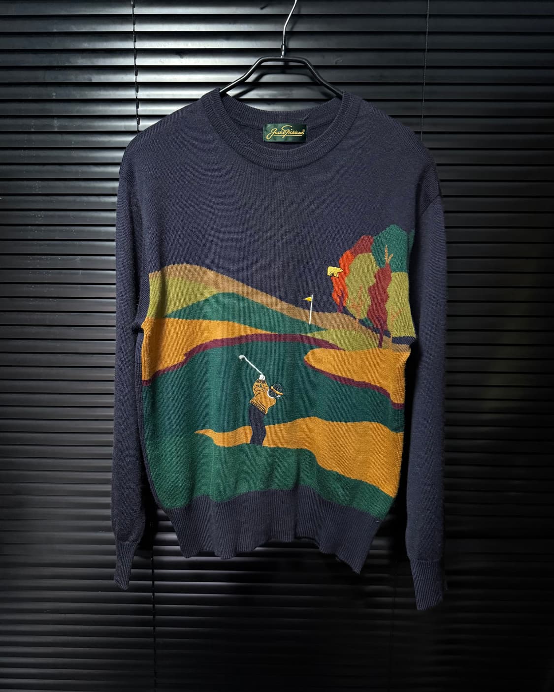 잭 니클라우스 골프 웨어 울 니트 스웨터 자수 보라색 퍼플 빈티지 라운지 상품이미지1