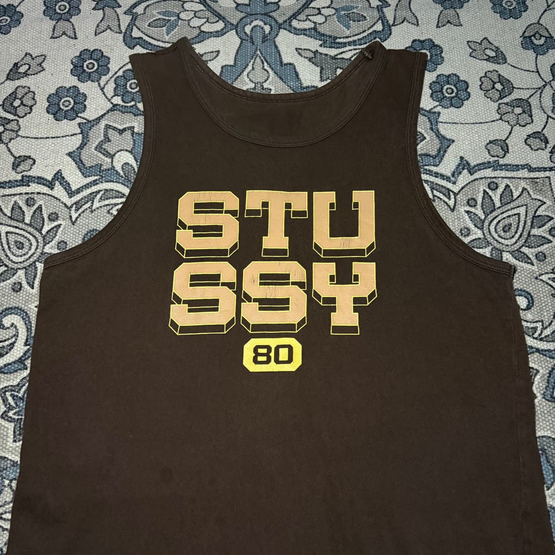 스투시 90s 브라운 빅로고 나시 슬리브리스 상품이미지3