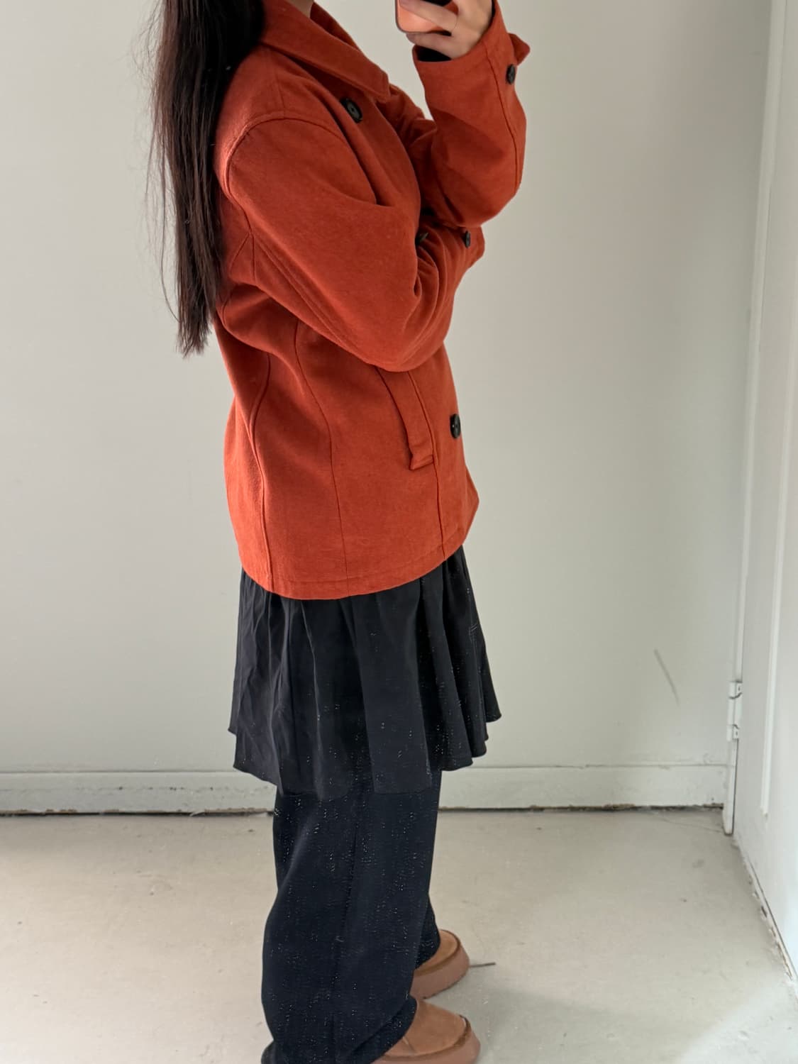 일본빈티지 네이비 핀턱 미디스커트 상품이미지5