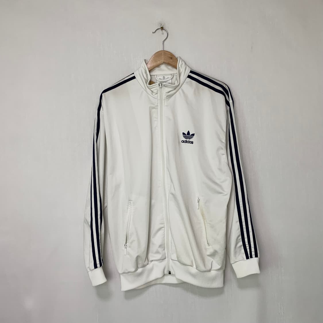 아디다스 파이어버드 져지 빈티지 삼선 트랙 자켓 화이트/네이비 L 상품이미지1