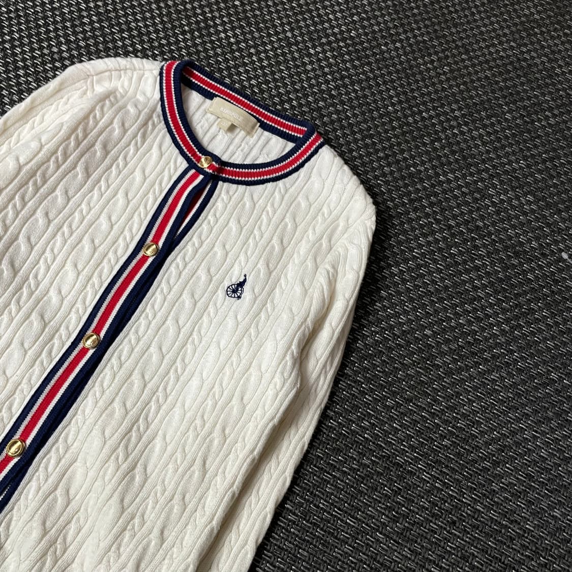 빈폴 키즈 화이트 프레이밍 꽈배기 긴팔 니트 가디건 130 상품이미지5