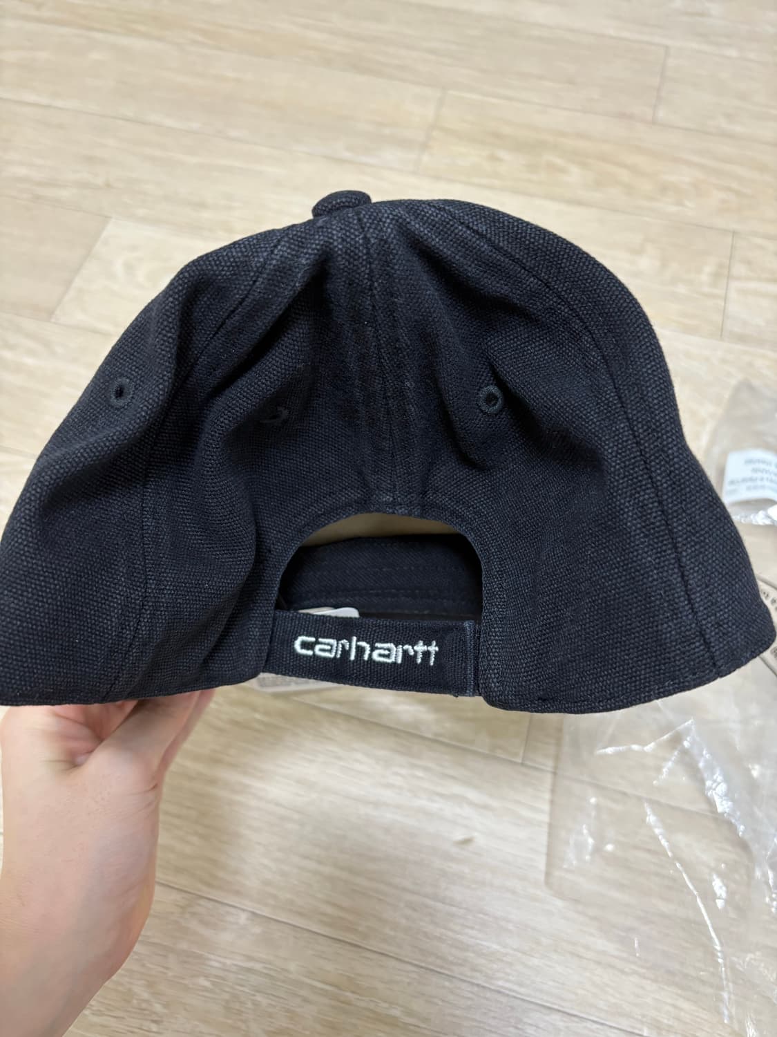 칼하트 캔버스 6-패널 캡 블랙/화이트 스톤 워시드 새상품 상품이미지3