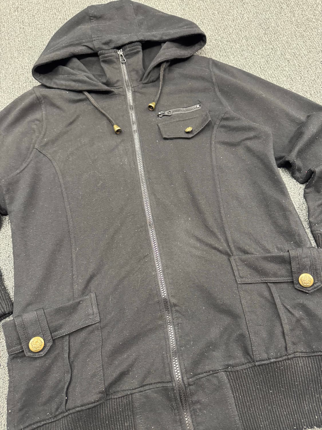 LL)Amourine 빈티지 Y2K 블랙 여성 후드 집업 자켓 상품이미지2