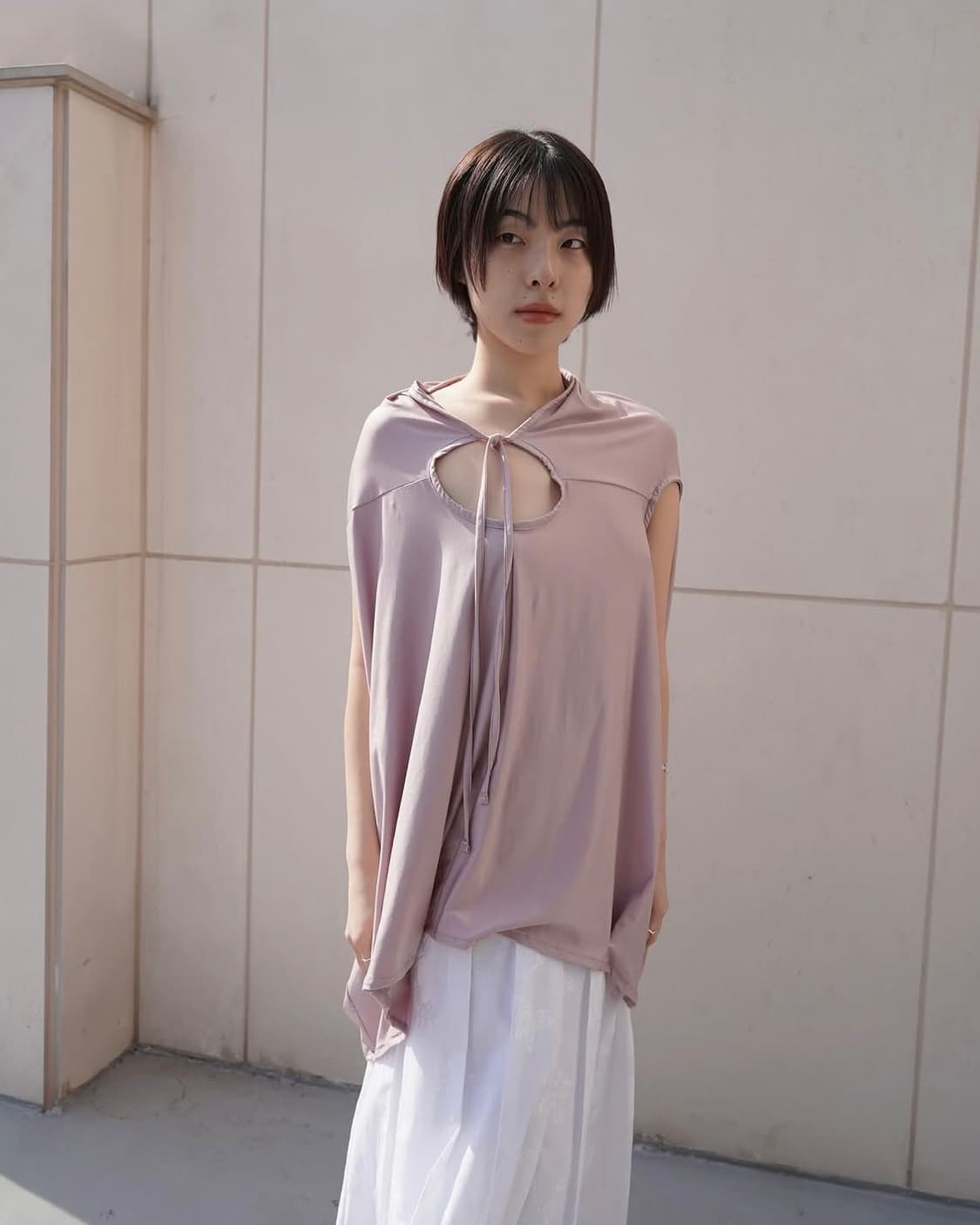 포코포스카 OVAL COWL NECK TOP 차콜 상품이미지5